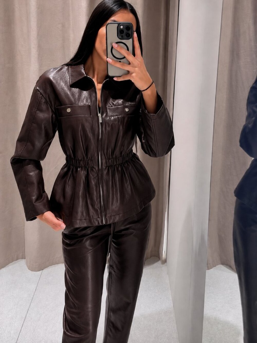 ZARA BROWN FAUX LEATHER JACKET